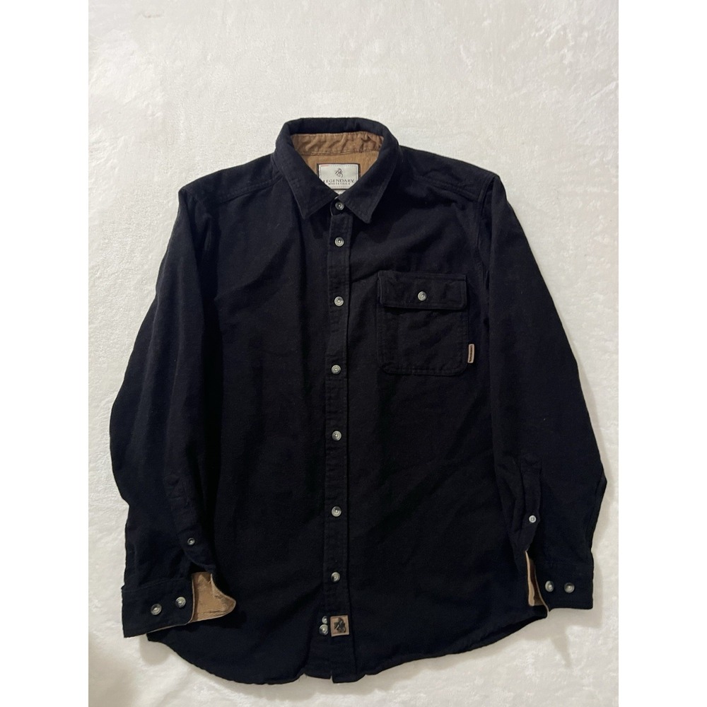 Legendary Whitetails Buck‎ Camp Flannel Shirt Mens Medium Black Corduroy Trim